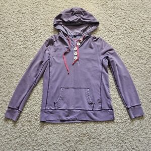 Boden Lavender Purple Button Front Hoodie Sweatshirt